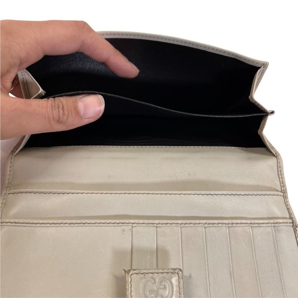 Authentic Gucci Wallet Long White Cream Leather GG Vintage On Sale - Picture 10 of 11